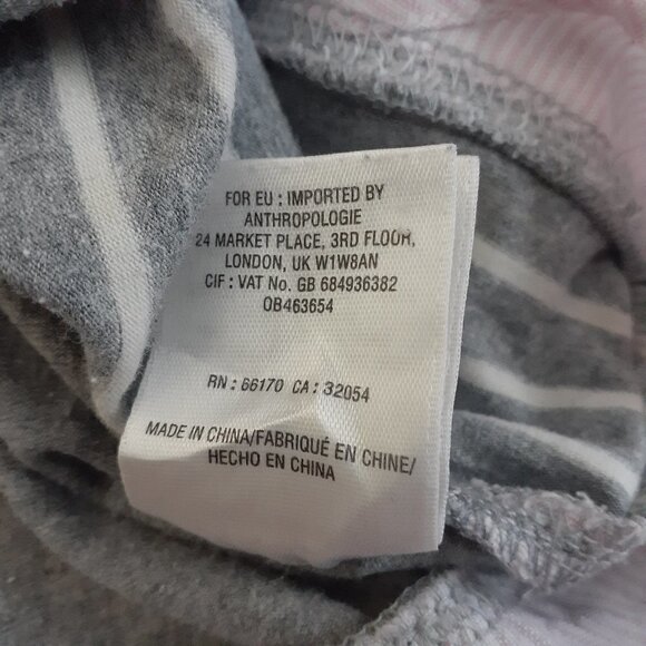 Anthropologie Little Yellow Button Women's Size M Gray Stripe Mixed Media Shirt - Picture 9 of 14